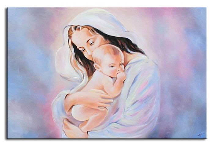 Religion Maria Handarbeit Ölbild Bild Ölbilder Rahmen Bilder G02043