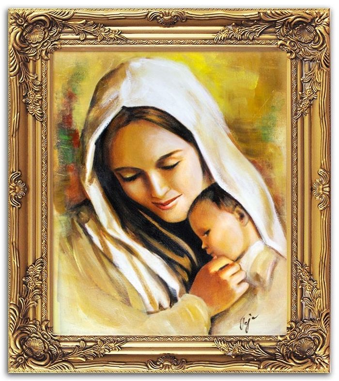 Religion Maria Handarbeit Ölbild Bild Ölbilder Rahmen Bilder G02159