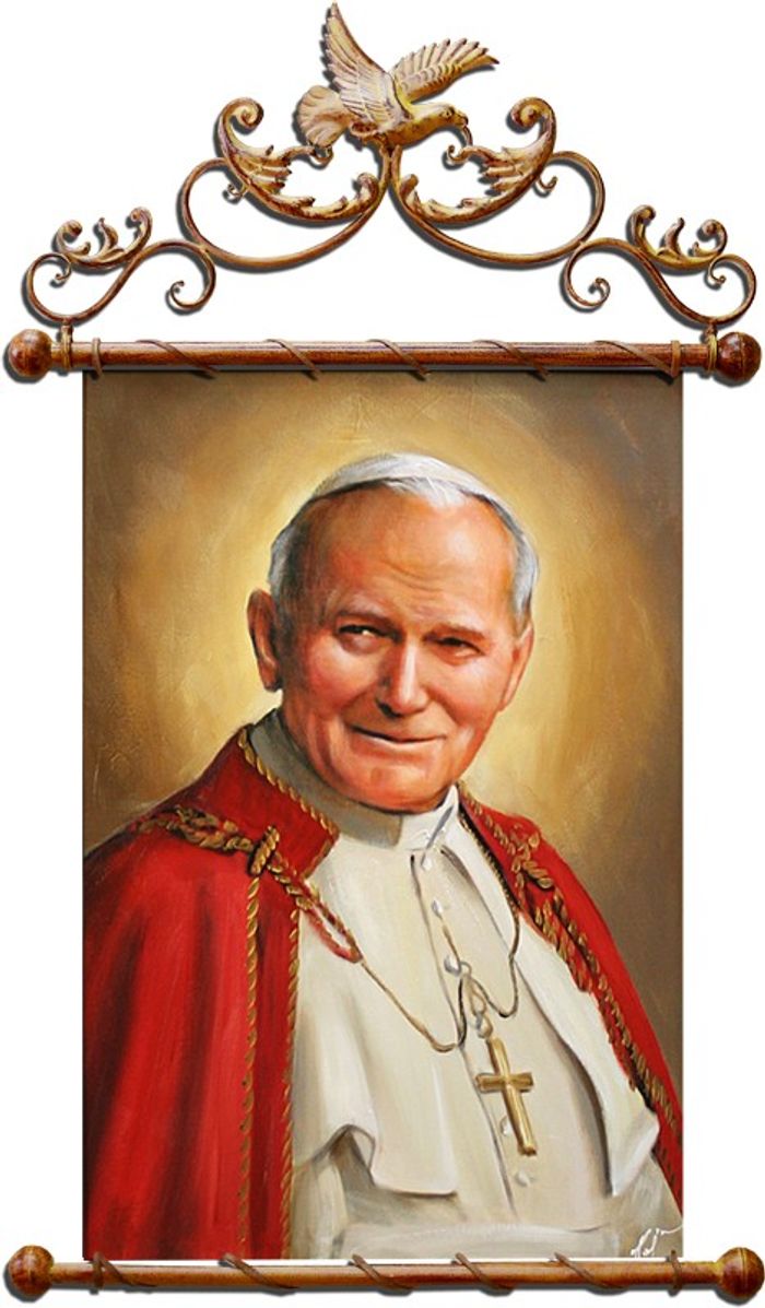 Religion Papst Johannes Paul 2 Handarbeit Ölbild Ölbilder Rahmen Bilder G02469