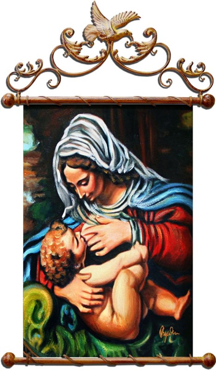 Religion Maria Handarbeit Ölbild Bild Ölbilder Rahmen Bilder G03257