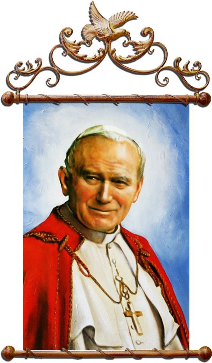 Religion Papst Johannes Paul 2 Handarbeit Ölbild Ölbilder Rahmen Bilder G03267