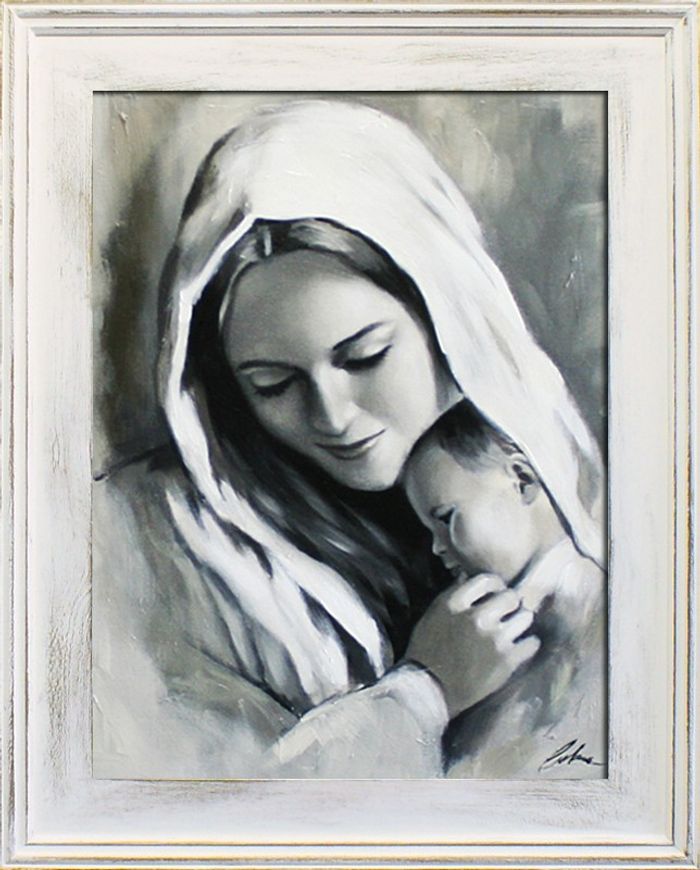 Religion Maria Handarbeit Ölbild Bild Ölbilder Rahmen Bilder G15960