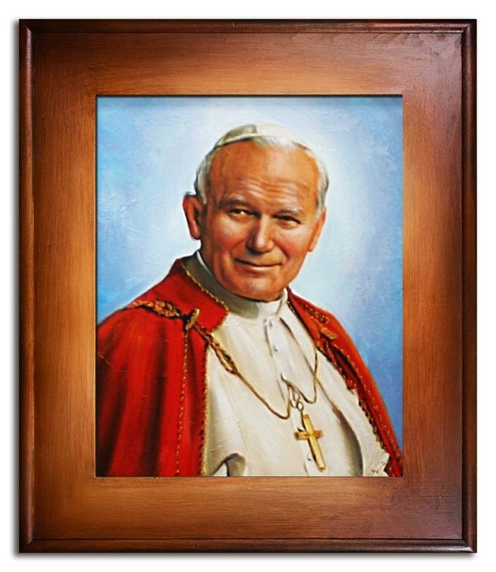 Religion Papst Johannes Paul 2 Handarbeit Ölbild Ölbilder Rahmen Bilder G95032