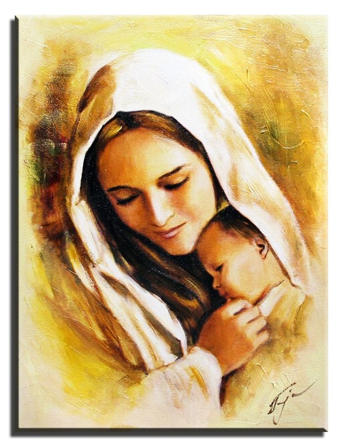 Religion Maria Jesus Handarbeit Ölbild Bild Ölbilder Rahmen Bilder G05170