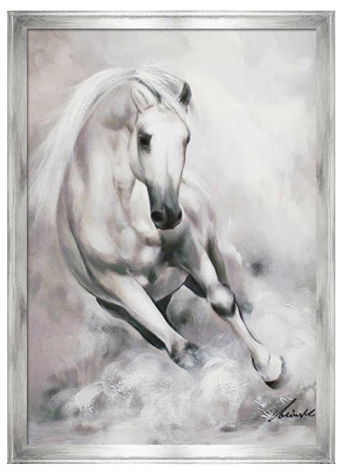 Gemälde Ölbild Ölbilder Weißes Pferd Bilder Pferde 200 x 140 cm Ölgemälde G94767