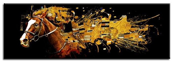 Bild Bilder Gemälde Druck Kunstdruck Polster Kultur " Abstrakt " Pferd G93211