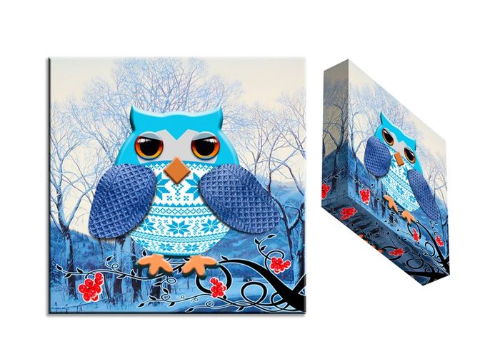 Kinderzimmer Bild Bilder für Kids Eule Farbenfroh Kunstdruck Abstrakt G94519