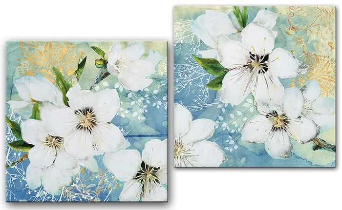 2x Bild Bilder Gemälde Druck Kunstdruck Polster Kultur " Blume " Neu G93842