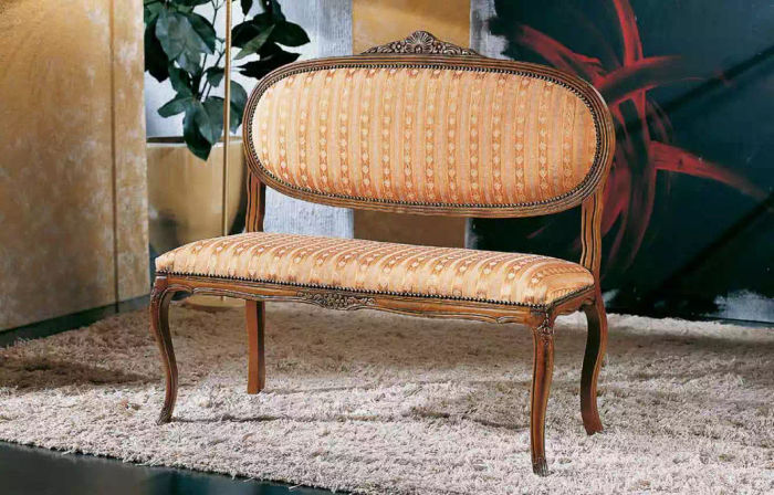 Designer Sitz Polster Bank Klassische Sitzbank Wohnzimmer Stoff Möbel