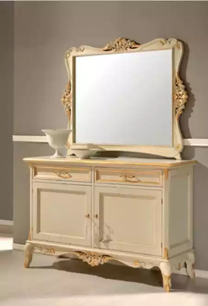 Luxus Sideboard Spiegel 2tlg Kommoden Wohnzimmer Design Möbel Beige