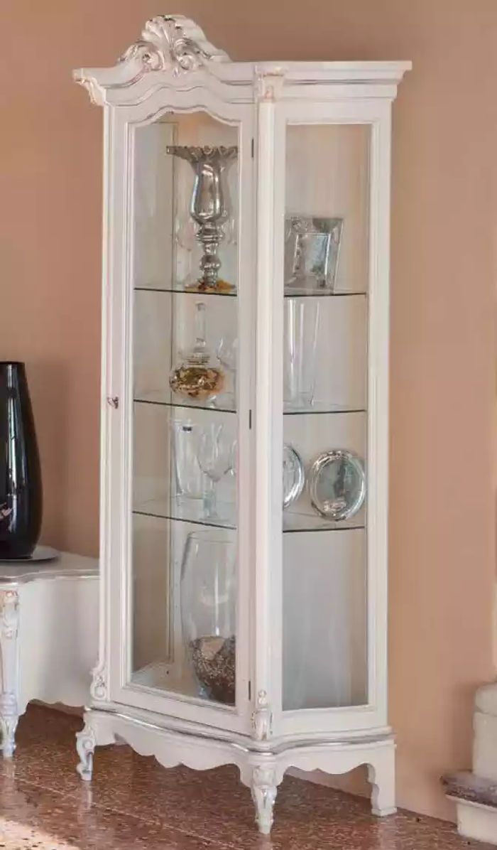 Luxus Vitrine Holzschrank Design Schränke weiß Italienisch Möbel Vitrinen
