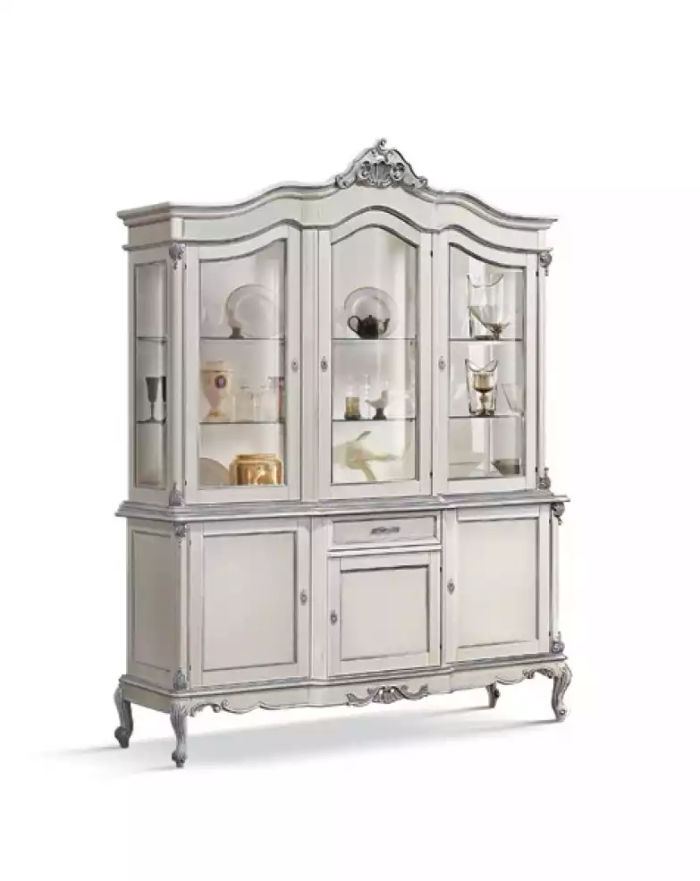 Vitrine Glas Schrank Echtholz Vitrine Anrichte Italienische Möbel Neu