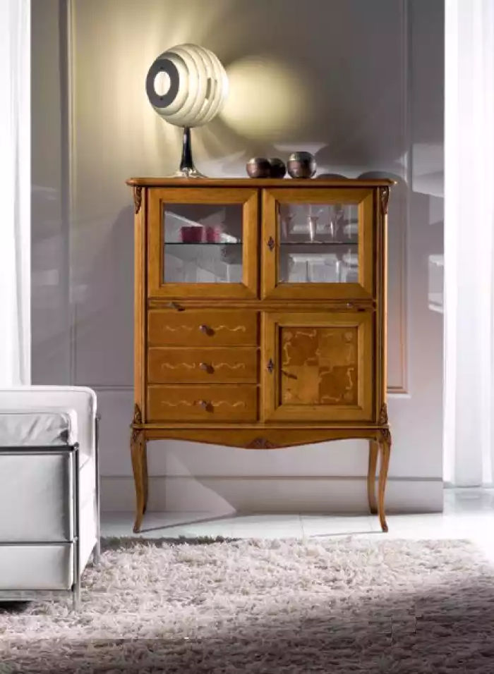 Vitrine Glas Barschrank Schränke Italienische Möbel Holz Wohnzimmer