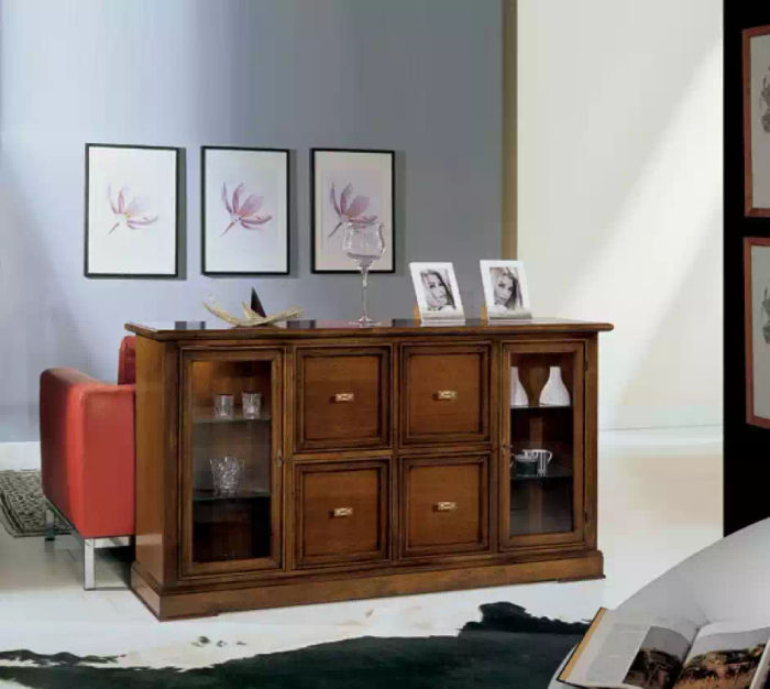 Wohnzimmer Sideboard Glas Schrank Vitrine Esszimmer Anrichte Holz Möbel
