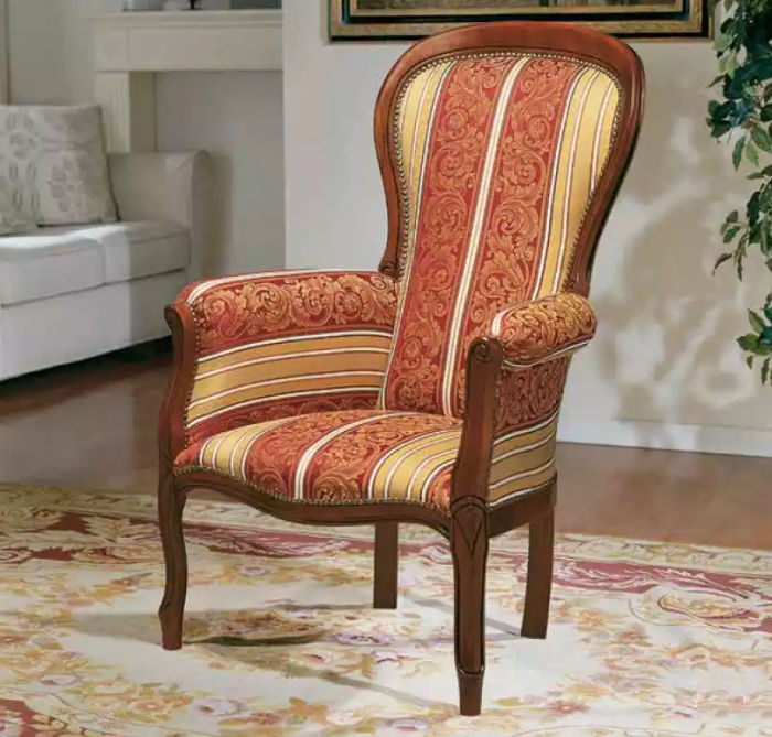 Klassischer Sessel Polstermöbel Luxus Polstersessel Holzgestell Neu