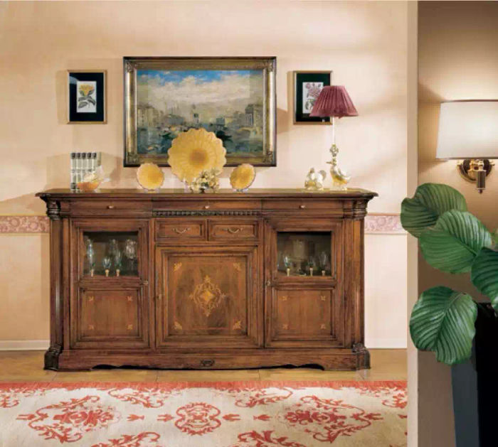 Sideboard Wohnzimmer Kommode mit Schubladen Holz Schrank Braun Neu