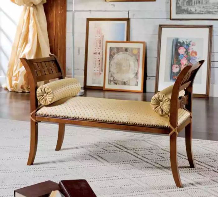 Sitzmöbel Sitzbank Polsterbank Wohnzimmer Klassische Hocker Textil Möbel Bänke