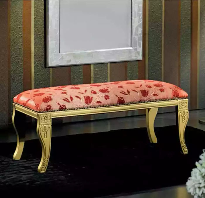 Designer Bank Polsterbank Klassischer Hocker Sitzmöbel Sitzbänke Stoff