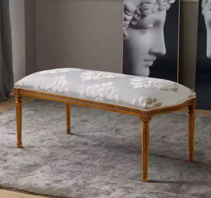 Grau Sitzbank Designer Sitzmöbel Luxus Bank Klassische Möbel Sitzbänke