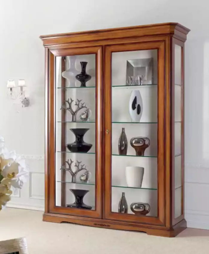 Klassischer Vitrine Schrank Klassische Glasschrank Braun Schränke Holz