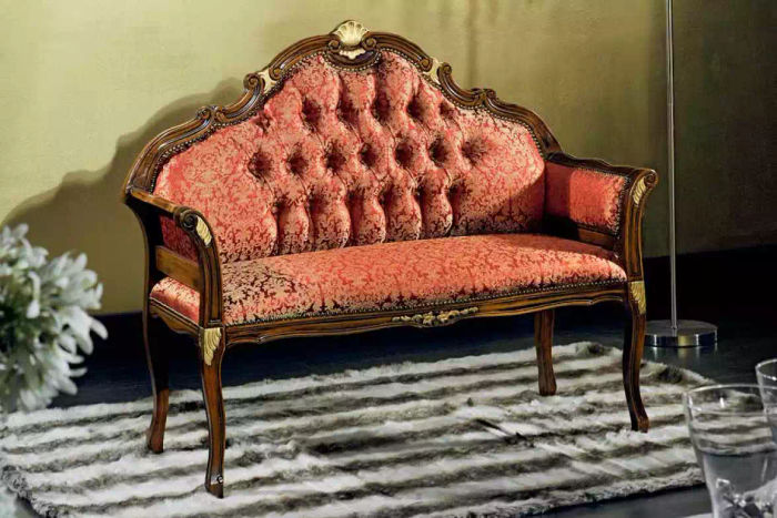 Klassische Chesterfield Sitzbank Stoffmöbel Wohnzimmermöbel Sitzmöbel