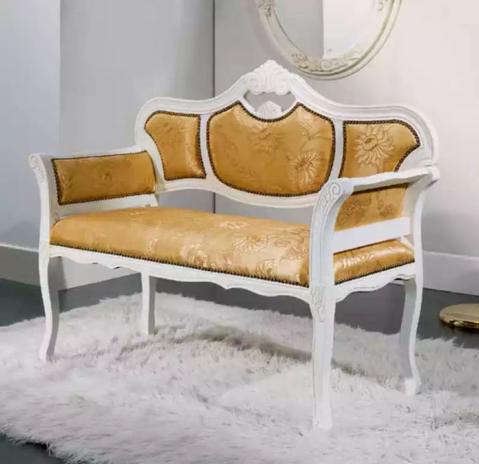 Klassischer Sitzbank Textil Möbel Polsterbank Luxus Bank Neu