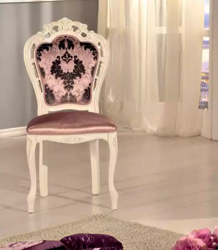 Rosa Stuhl Polsterstuhl Klassischer Sitzmöbel Ess Zimmer Polster Textil