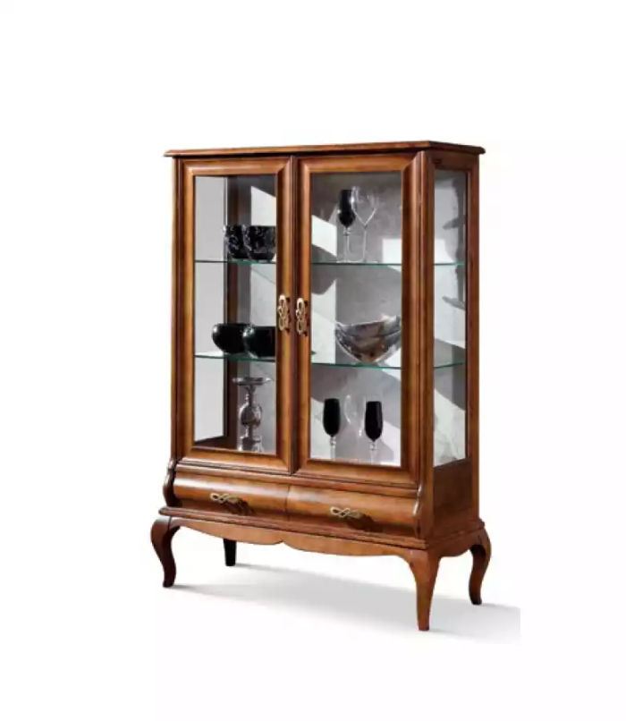Luxus Holz Vitrine Anrichte Design Braun Italienische Möbel Schrank Neu