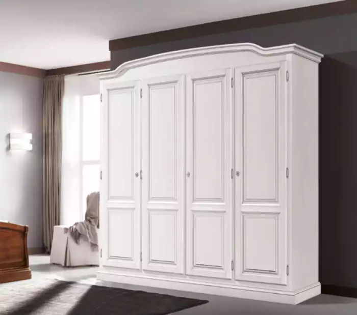 Schrank Schlafzimmer Holz Weiß Kleiderschrank Klassische Designer Möbel