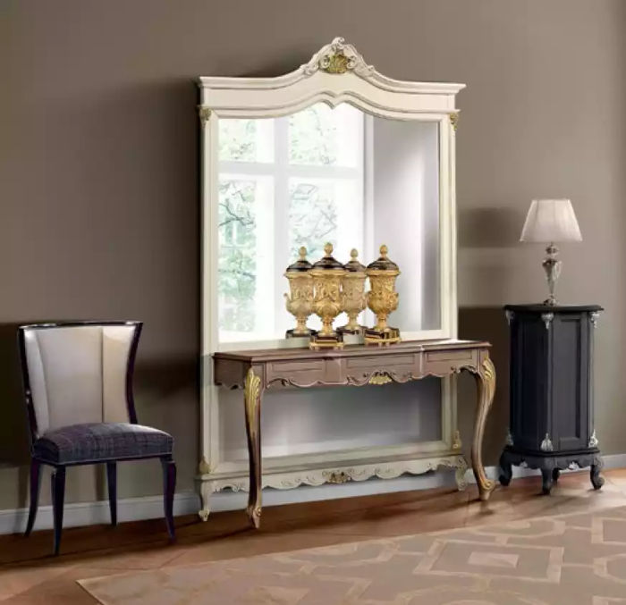 Klassischer Spiegel Schminktisch Konsole Tisch Schlafzimmer Möbel 2tlg