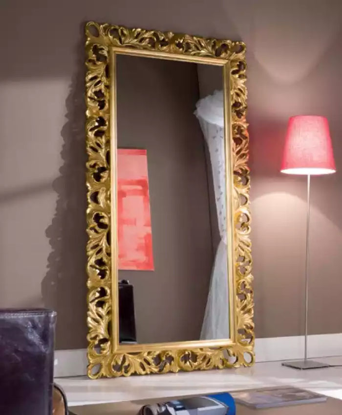 Klassischer Design Spiegel Wohnzimmer Anrichte Luxus Holz Rahmen Neu