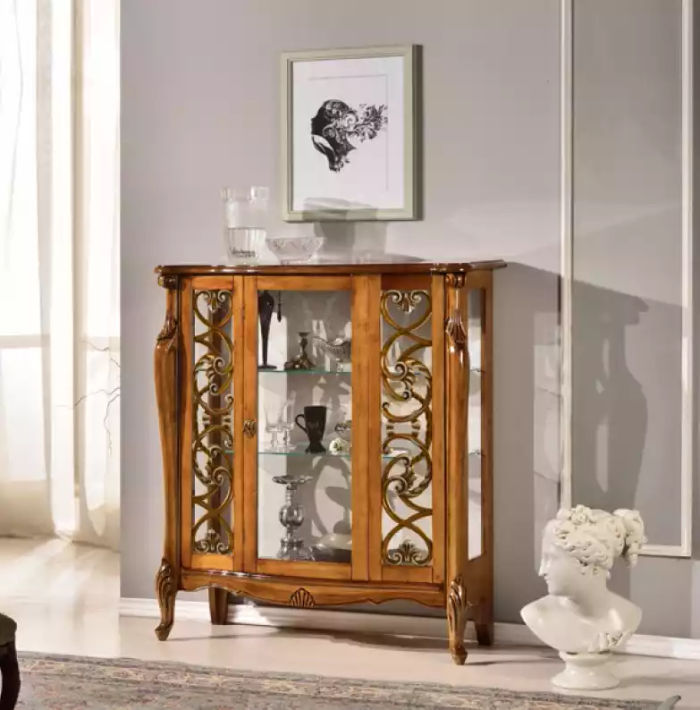 Vitrine Glas Schrank Wohnzimmer luxus Einrichtung Holz Klassischе Neu