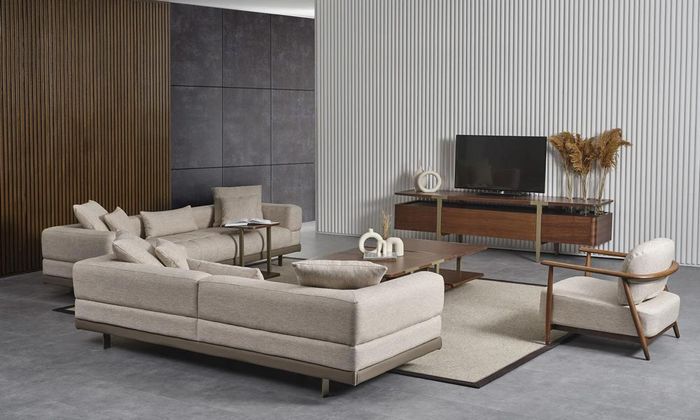 Italienische Wohnzimmer Einrichtung Sofagarnitur Couchtisch Sideboard 8tlg