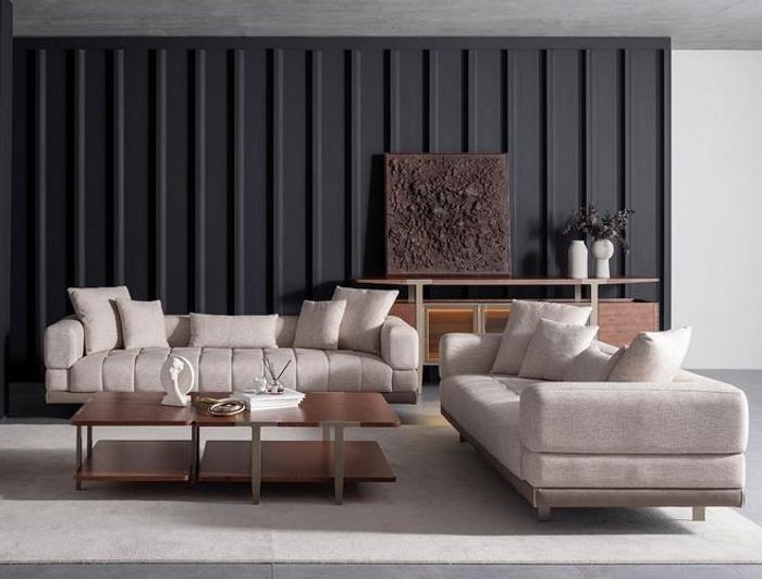 Wohnzimmer Set Einrichtung Sofa Beistelltisch 3+3 Sitzer und 2x Couchtisch Set