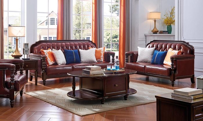 Nordstaaten Sofagarnitur Couch Sofa Amerika 3+2 Sitz Ledersofa Chesterfield Neu