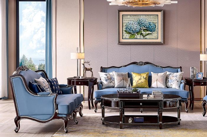 Klassische Chesterfield Couch 3+2 Sitzer Sofa Couchen Möbel Blaue Sofas Hotel