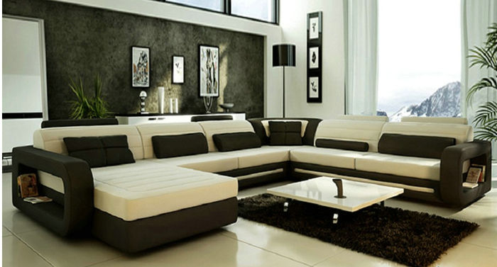 Designer Wohnlandschaft Ecksofa Sofa Couch Big U Form XXL Sitz Garnitur Stutt-BB