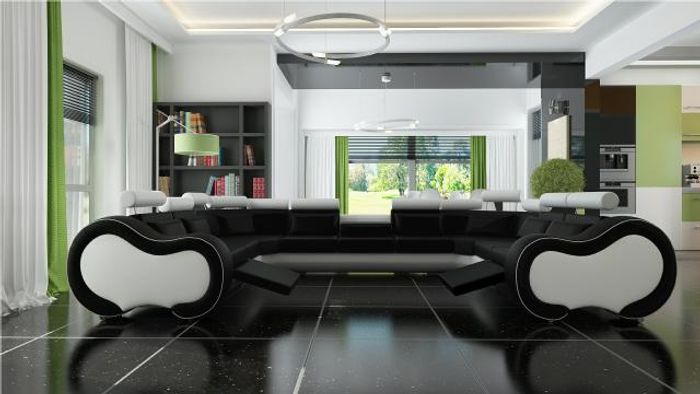 XXL Big Sofa Wohnlandschaft Ecksofa Couch Polster Ecksofa Sofa Garnitur Leder !!