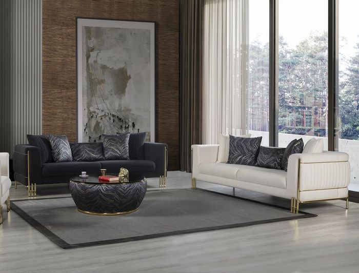 Weiß Wohnzimmer 2x 3-Sitzer Sofas Luxuriöse Polster Couchen Sitzmöbel Modern