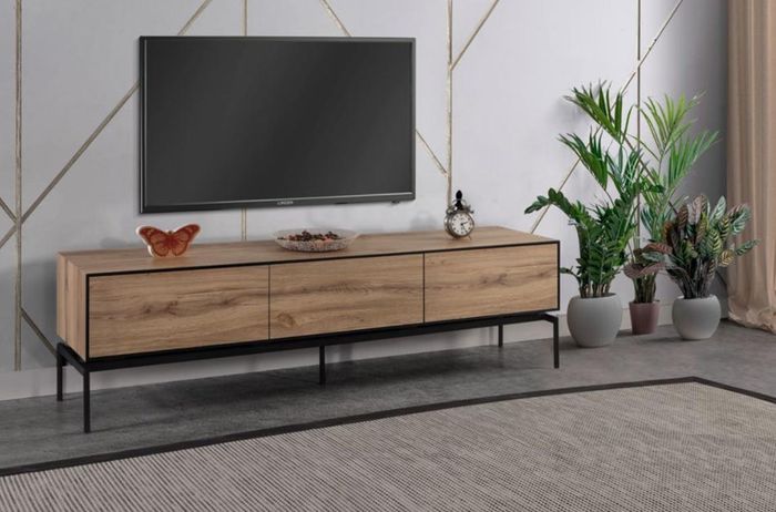 Wohnzimmer RTV Lowboard TV Ständer Braun Holz Sideboard Tisch Modern