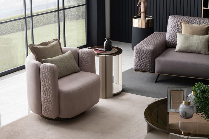 Stilvolle Sessel Wohnzimmer Rosa Modernen Holz Couch Lounge Club Möbel
