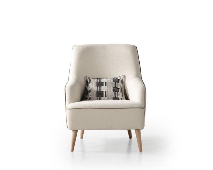 Sessel Textil Wohnzimmer Design Weiß Modern gemütlicher stilvolle Sessel