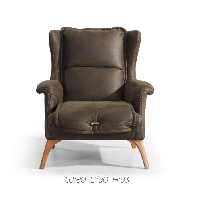 Weicher Ohrensessel Couch Sessel Einsitzer Möbel Sofa Wildleder Optik Schwarz
