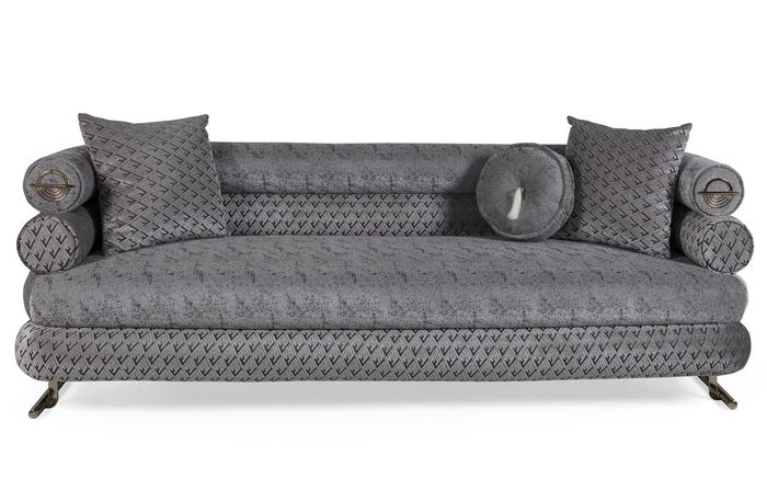 Modern Grau Sofa 3 Sitzer Top-Qualität Hochwertig Polster Sofas Design Textil