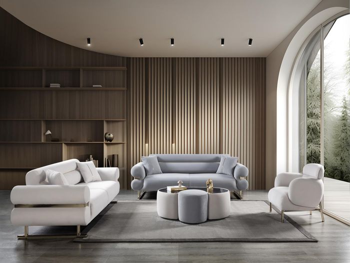 Sofagarnitur 3 2 1 Sitzer Set Design Sofa Polster Couchen Couch Modern Weiß