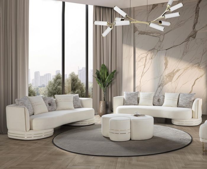 Wohnzimmer 2x 3-Sitzer Sofas Luxuriöse Weiß Polster Couchen Sitzmöbel