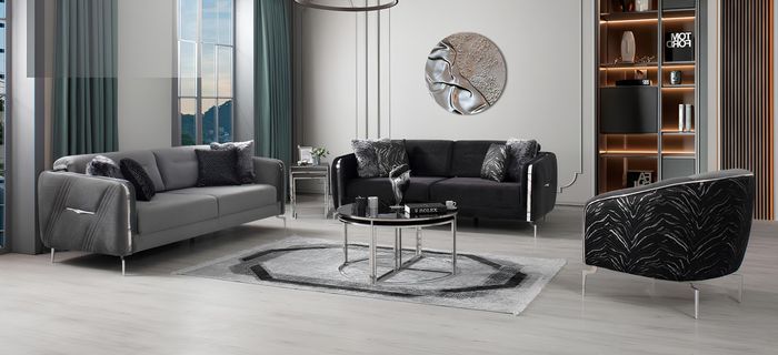 Modern Sofa Set 3 tlg Wohnzimmer Luxus Sofagarnitur 3+3+1 Sitzer Möbel