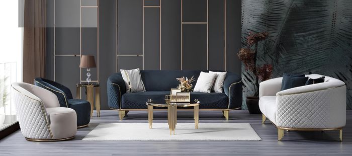 Designer Sofa Set 4tlg Wohnzimmer Sofas 3 Sitz Couch Sessel Modern Design