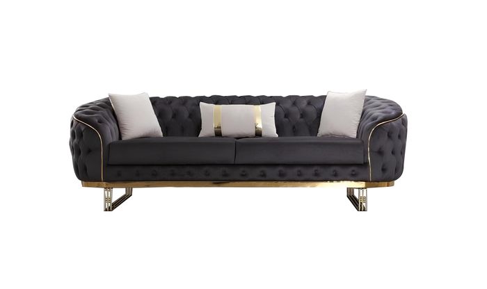Designer Sofa 3 Sitzer textil Couch Polster Sofas Design Braun Chesterfield
