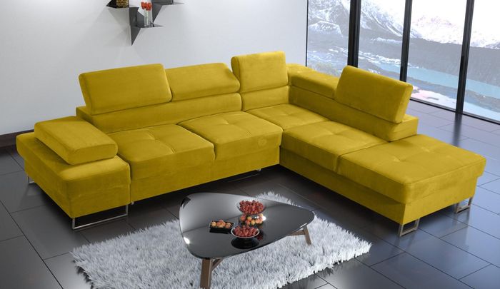 Ecksofa Polsterung Couch Textil Wohnzimmer L-Form Modern Gelb Design Sofas Neu
